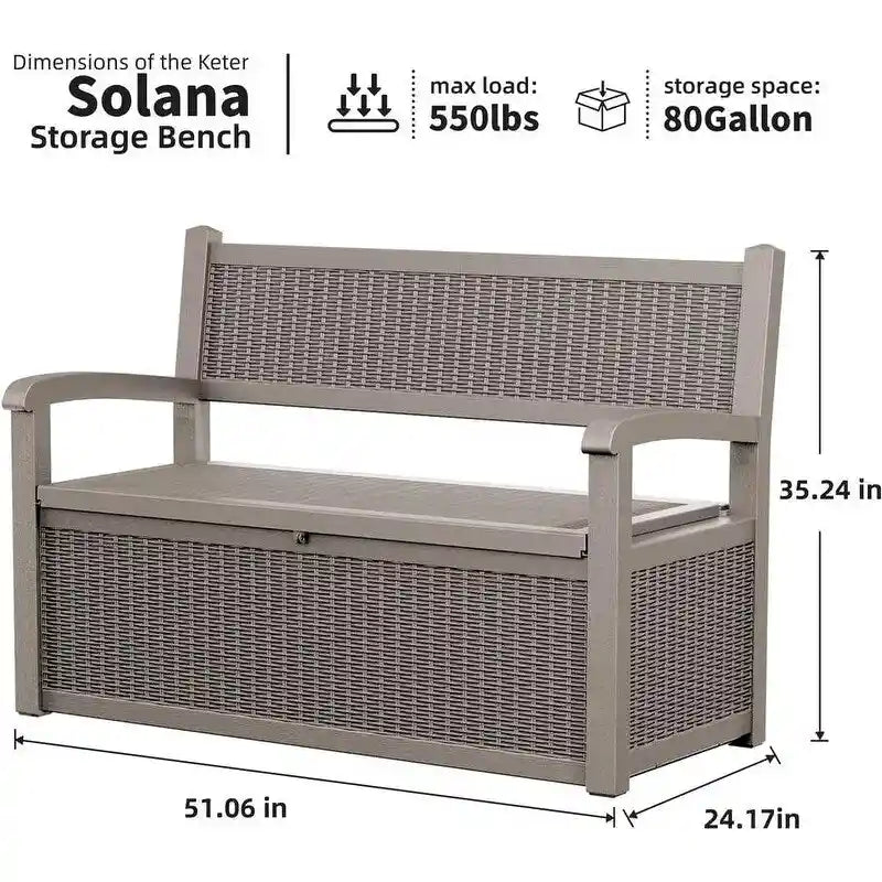 Banc de rangement en résine tout temps avec compartiment caché verrouillable - Aspect rotin, capacité de 227 kg, rangement de 265 litres