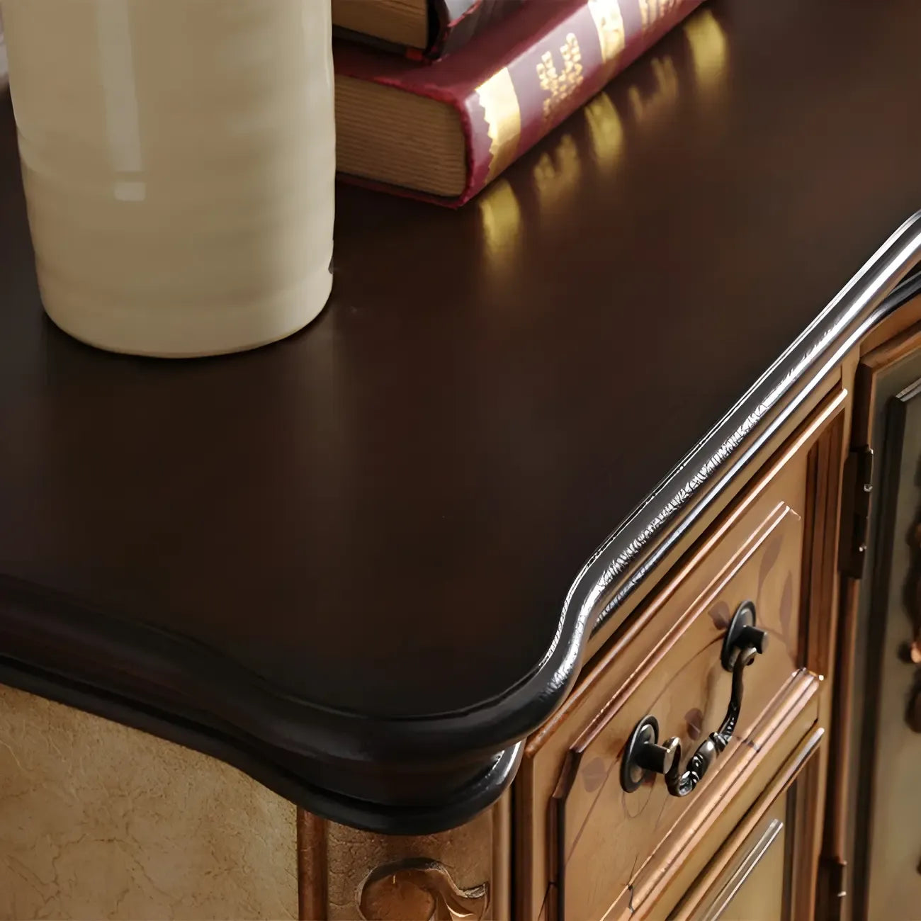 Console de rangement en bois de café avec tiroirs