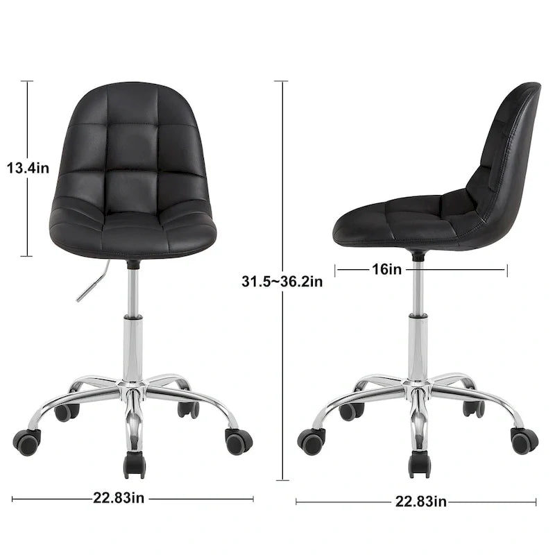 Chaise de bureau à domicile sans accoudoirs Javlergo, chaise de bureau d'ordinateur réglable en hauteur avec roulettes