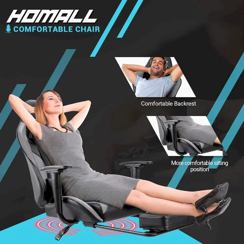 Chaise de jeu avec repose-pieds - Chaise de bureau ergonomique