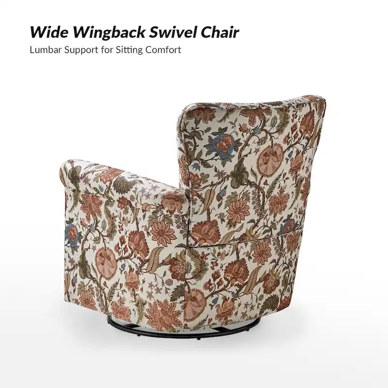 Fauteuil à bascule pivotant Georg en tissu confortable à motif floral avec accoudoirs arrondis par HULALA HOME