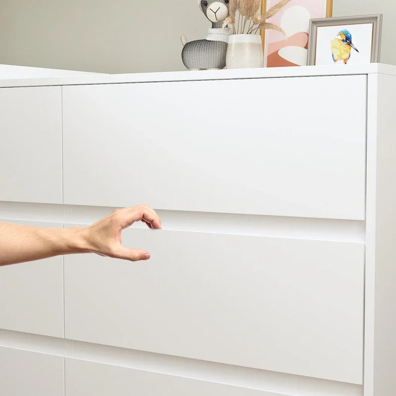 Commode pivotante 32,7H et bureau coiffeuse 6 tiroirs Blanc/Noir