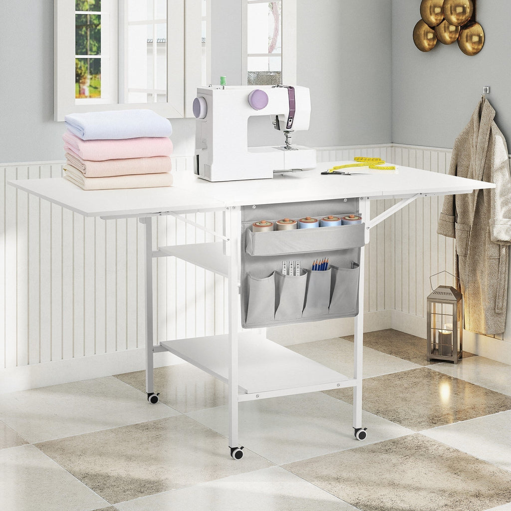 Table artisanale réglable en hauteur avec étagères de rangement, table de coupe pliante mobile pour bureau à domicile, salle de couture, salle d'artisanat