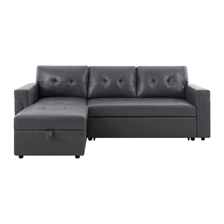 Canapé d'angle réversible convertible avec lit gigogne, méridienne de rangement et pieds durables