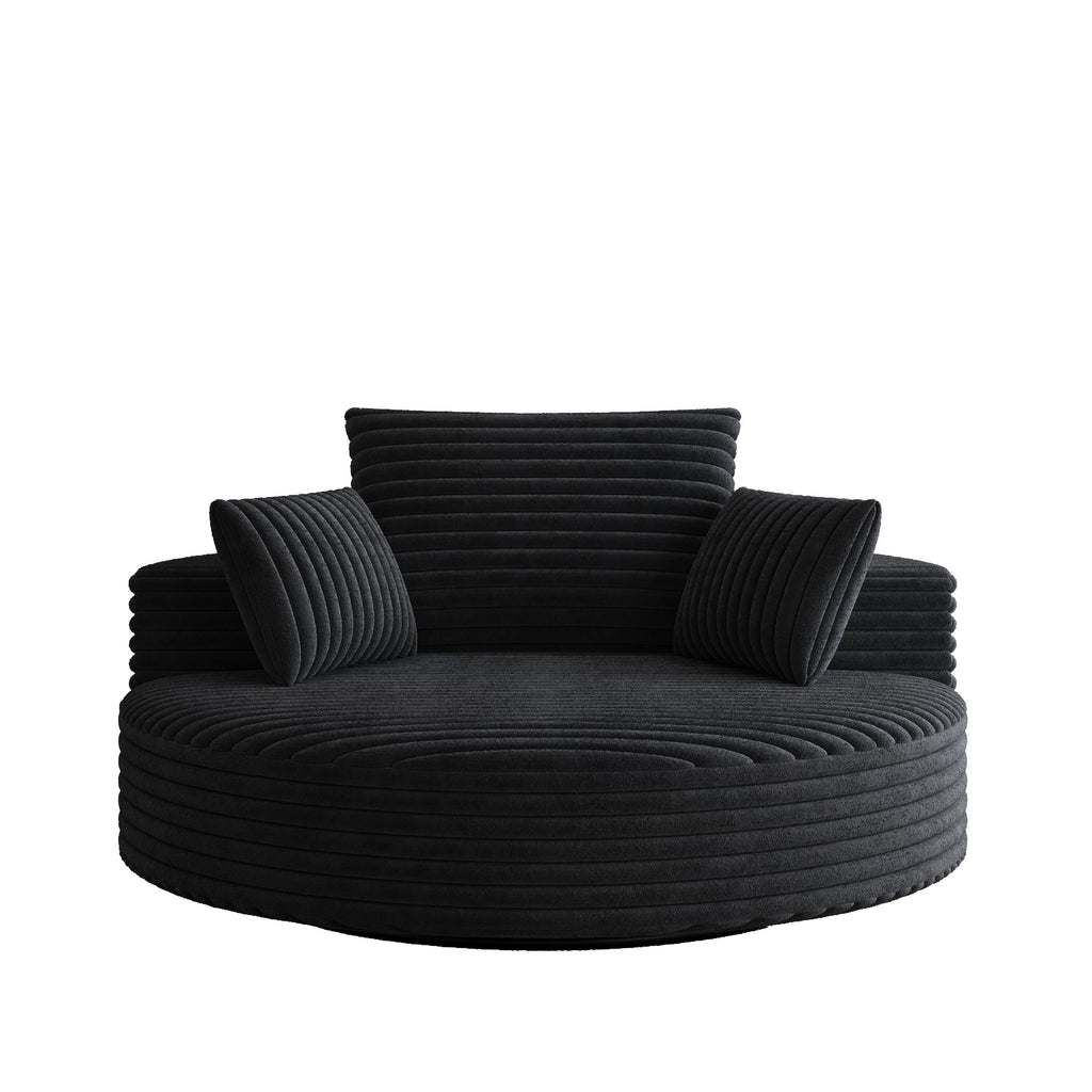 Fauteuil pivotant simple en velours côtelé et chenille avec rembourrage en mousse