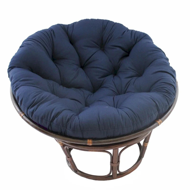Fauteuil Papasan en rotin de 42 pouces avec coussin en sergé