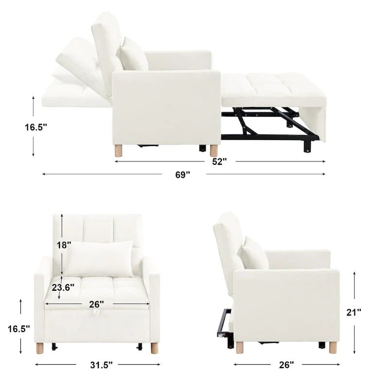 Fauteuil Lit Convertible 3 en 1, Noir