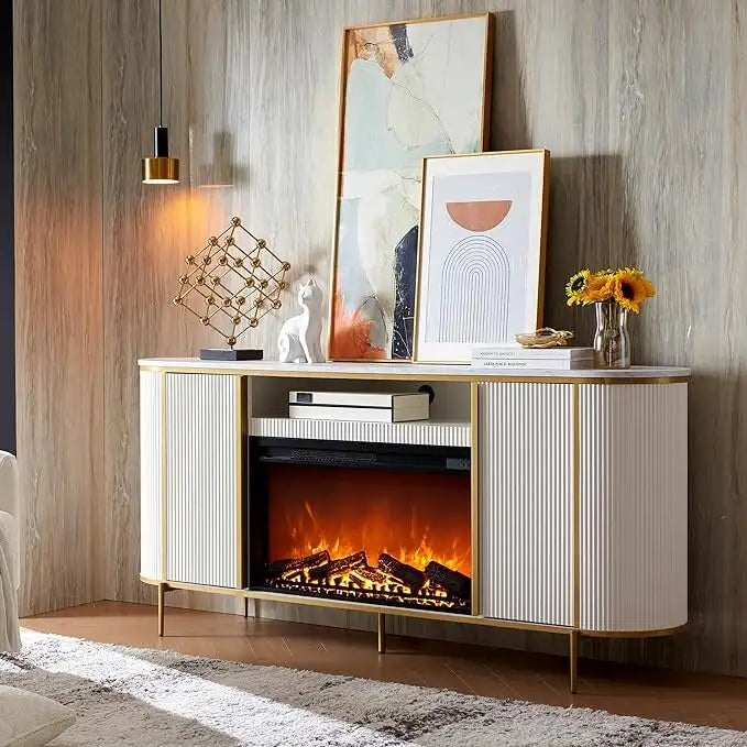 70 Meuble TV moderne de luxe avec cheminée, Centre de divertissement, Console TV