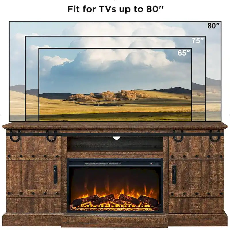 Meuble TV Cheminée de Ferme, Meuble Multimédia, Console Multimédia