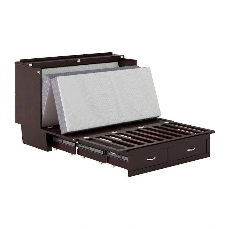 Lit escamotable coffre Chelsea Queen avec matelas