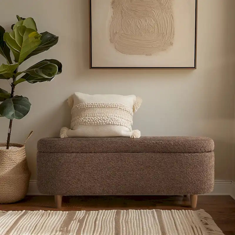 Banc de rangement rabattable INK+IVY Bailey Taupe Boucle