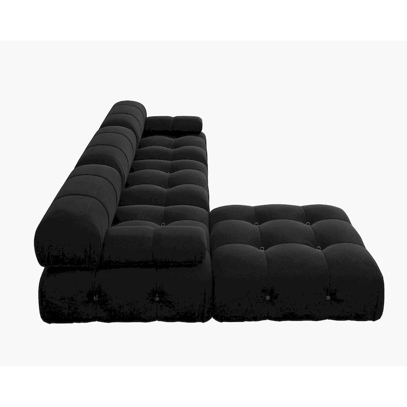 Canapé d'angle modulable noir en velours