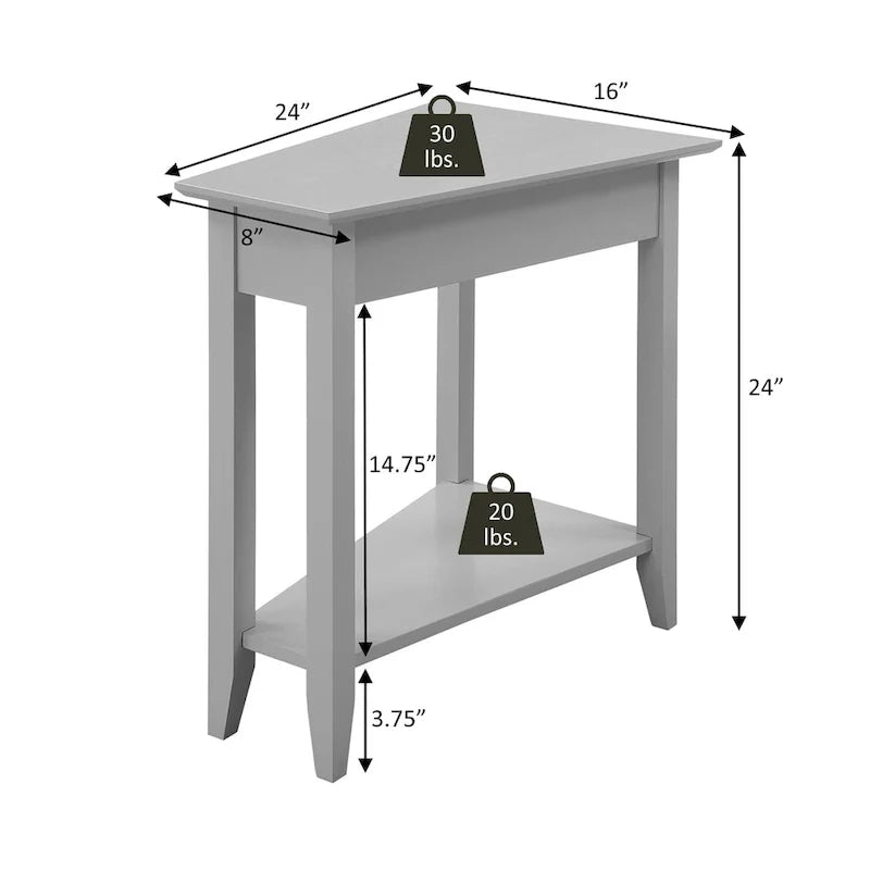 Table d'appoint d'angle American Heritage avec étagère de Convenience Concepts