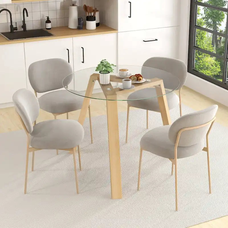 Table de salle à manger ronde en verre Costway 36" pour 4 personnes avec plateau en verre trempé - Voir détails