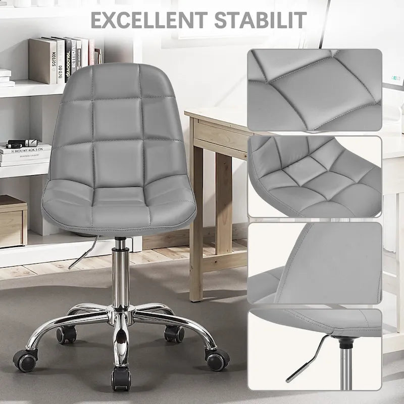 Chaise de bureau à domicile sans accoudoirs Javlergo, chaise de bureau d'ordinateur réglable en hauteur avec roulettes