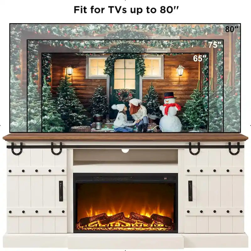 Meuble TV Cheminée de Ferme, Meuble Multimédia, Console Multimédia