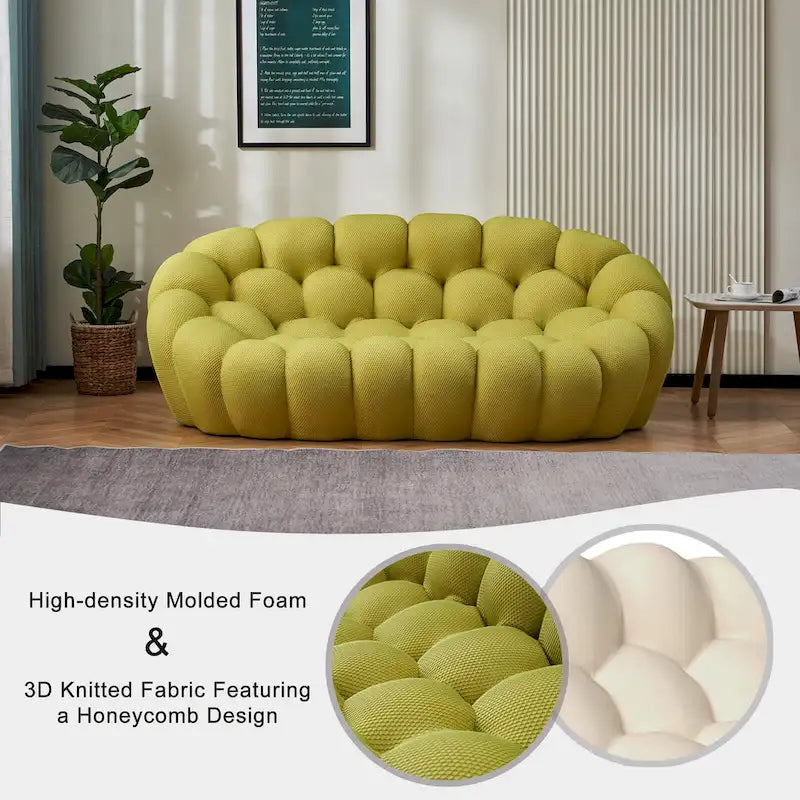 Canapé paresseux courbé 2 places Bubble de forme nid d'abeille avec tissu textile 3D pour salon et appartement
