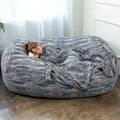 Grand canapé pouf de 7 pieds pour adultes - Luxe fausse fourrure