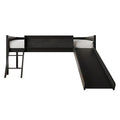 Lit mezzanine bas classique double CraftPorch avec tableau noir, toboggan et échelle