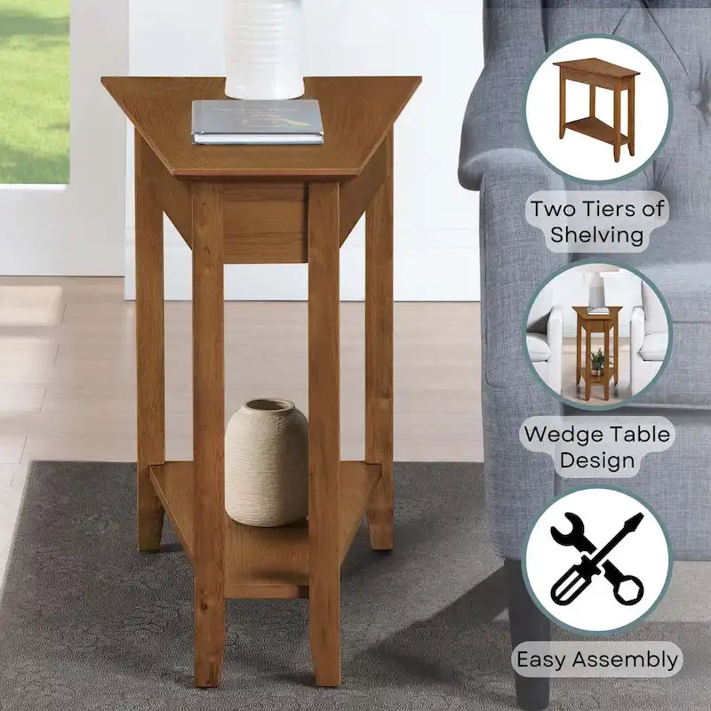Table d'appoint d'angle American Heritage avec étagère de Convenience Concepts