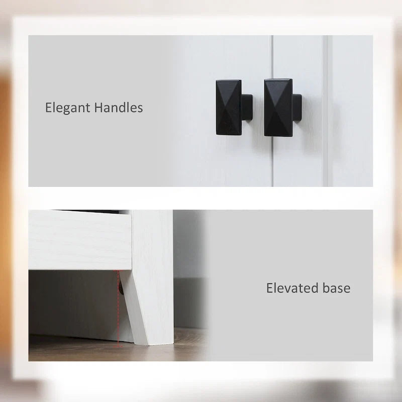 HOMCOM Grand garde-manger de cuisine autoportant de 183 cm, organisateur de rangement à 4 portes avec 4 niveaux et étagères réglables, blanc