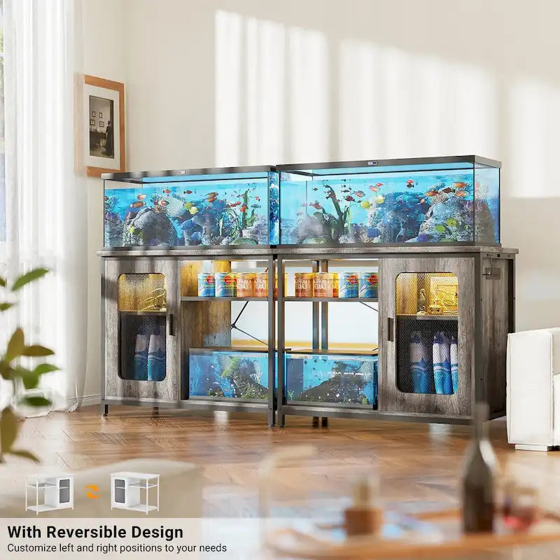 Meuble pour aquarium de 75 à 110 litres avec prises de courant et éclairage LED