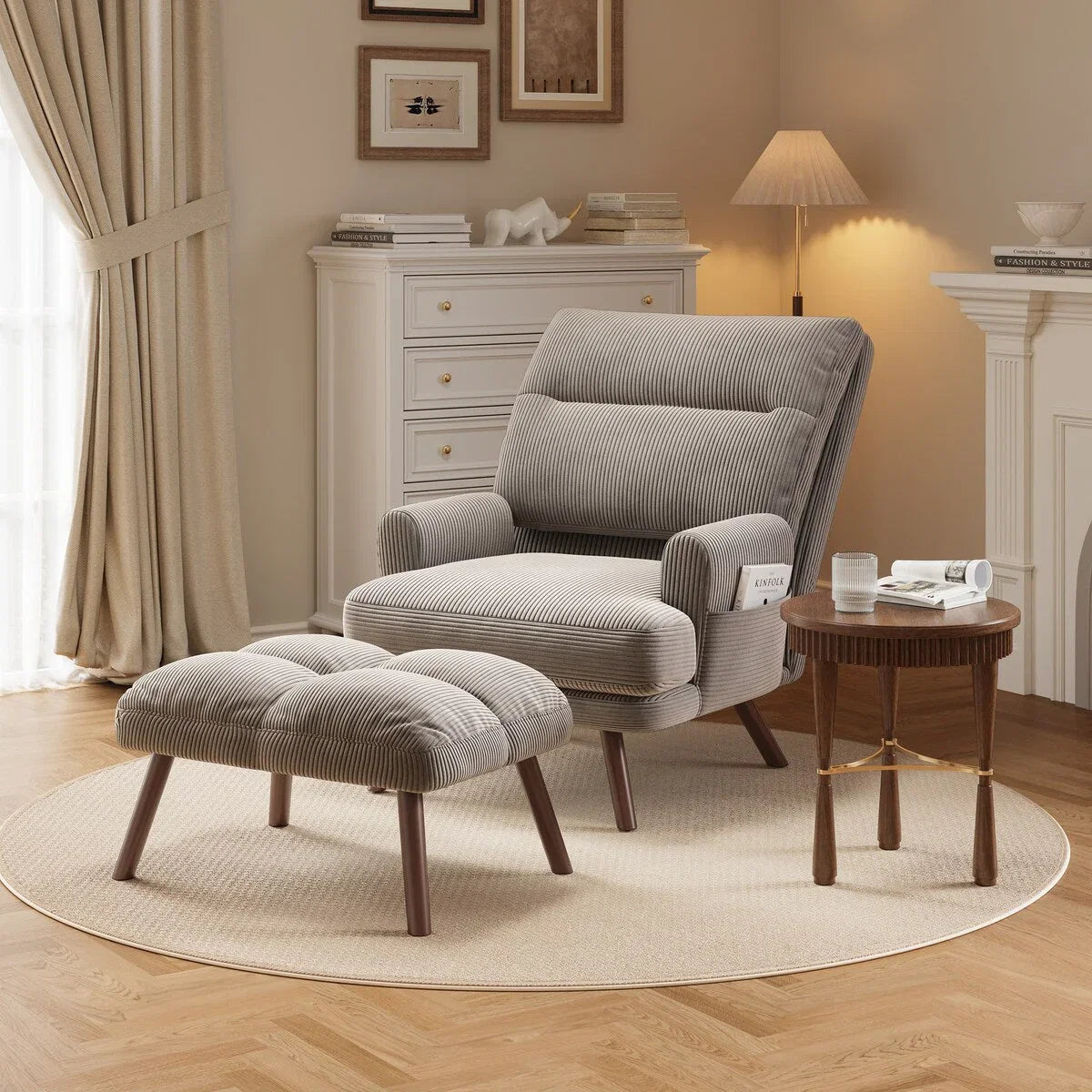 Fauteuil inclinable réglable avec pouf