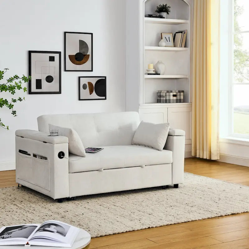 Canapé convertible 54 pouces avec lit gigogne, double assise, fonction relax