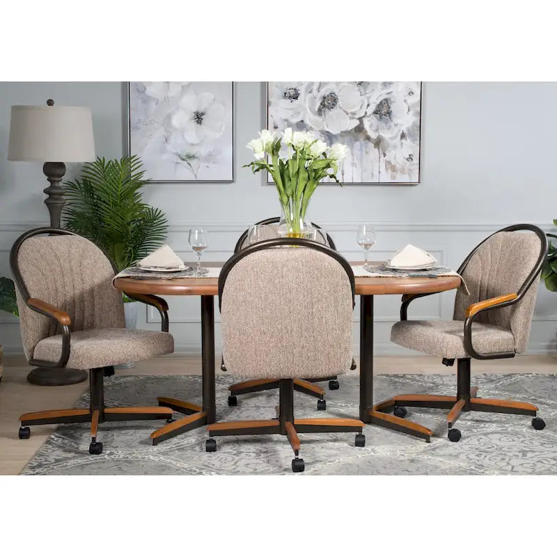 Chaise de salle à manger roulante, pivotante et inclinable pour repas décontractés - 38 Hx221/2 L x 22 P - 38 Hx24 L x 22 P