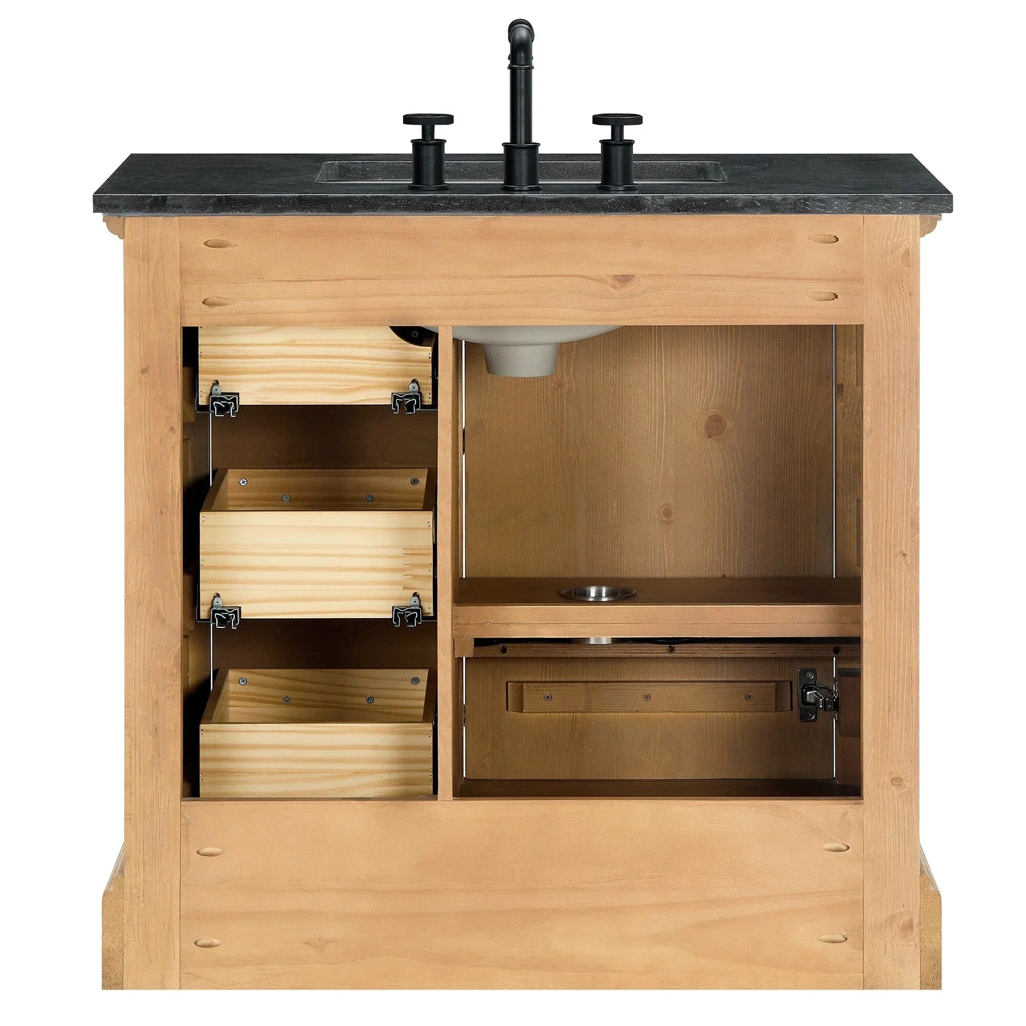 Meuble sous-vasque Hervas avec plateau en marbre naturel, sans miroir