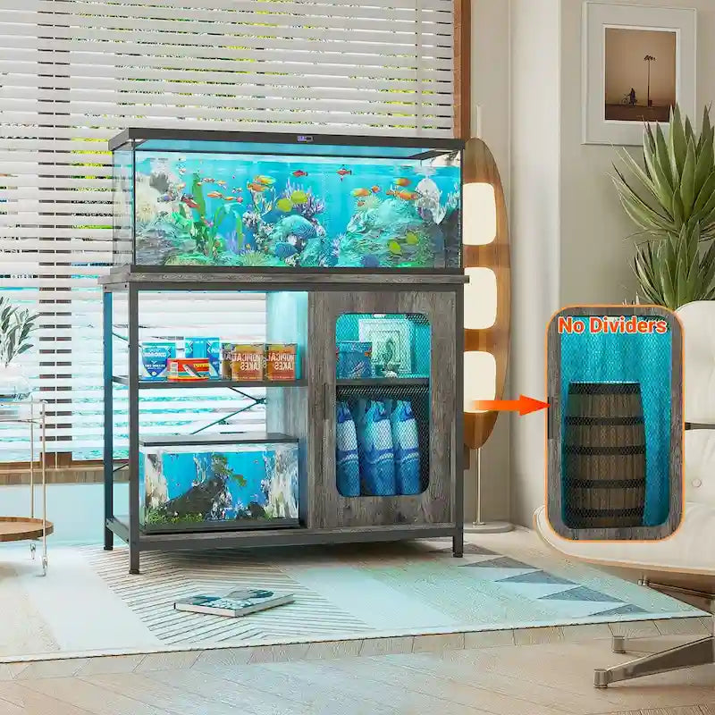 Meuble pour aquarium de 75 à 110 litres avec prises de courant et éclairage LED