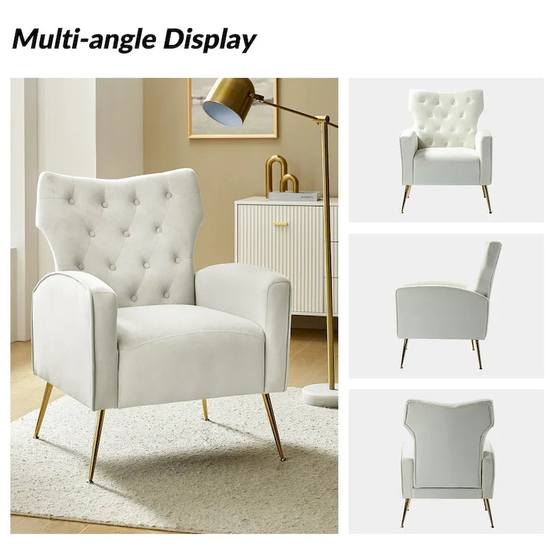 Chaise touffetée Abadiana avec accent et piètement en métal