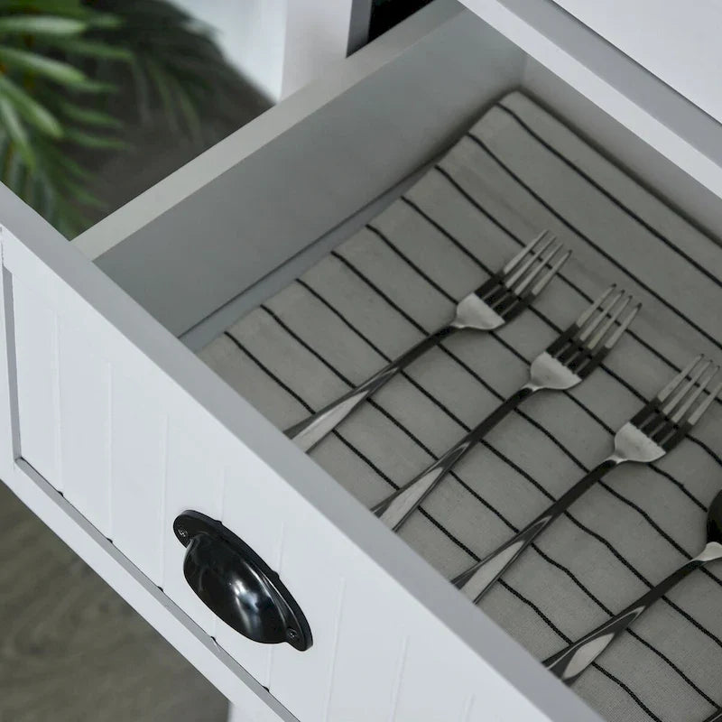Meuble de rangement de cuisine autoportant traditionnel de 72 pouces avec 4 portes et 3 étagères réglables, grand tiroir central