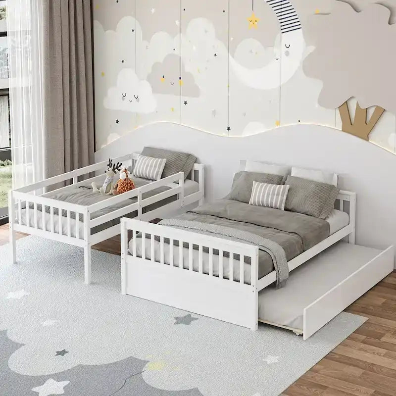 Lit superposé Gymax double sur grand avec lit gigogne double convertible