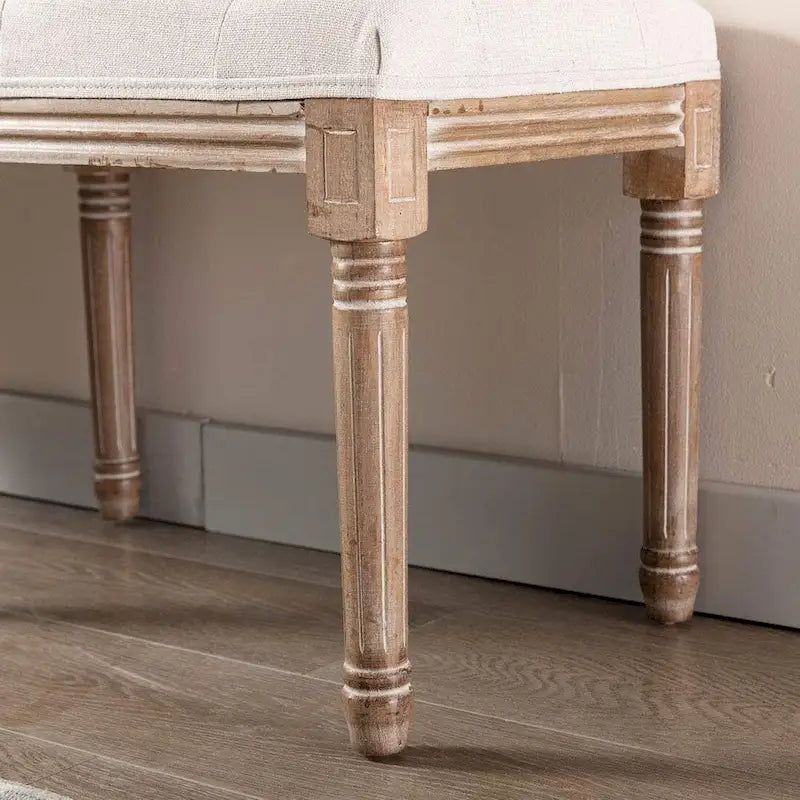 Banc de siège ottoman rectangulaire capitonné extra-long 48 po - Beige