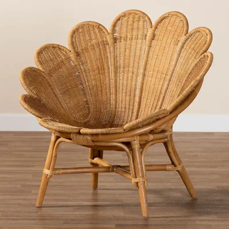 Fauteuil d'appoint fleur Blossom en rotin bohème miel