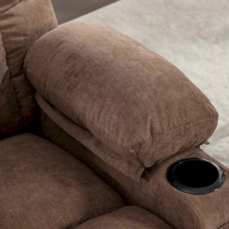 Fauteuil inclinable gris surdimensionné avec fonctions de chauffage et de massage, inclinaison à 150°, bascule à 30°, port USB pour la recharge et 2 porte-gobelets