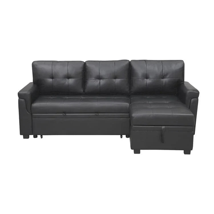 Canapé d'angle réversible convertible avec lit gigogne, méridienne de rangement et pieds durables