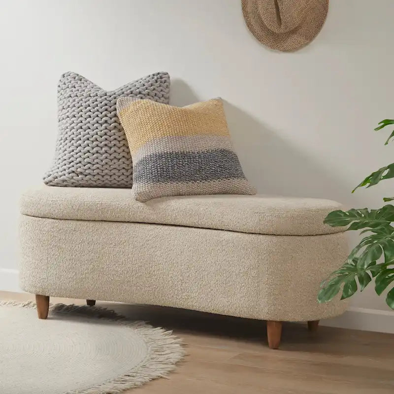 Banc de rangement rabattable INK+IVY Bailey Taupe Boucle