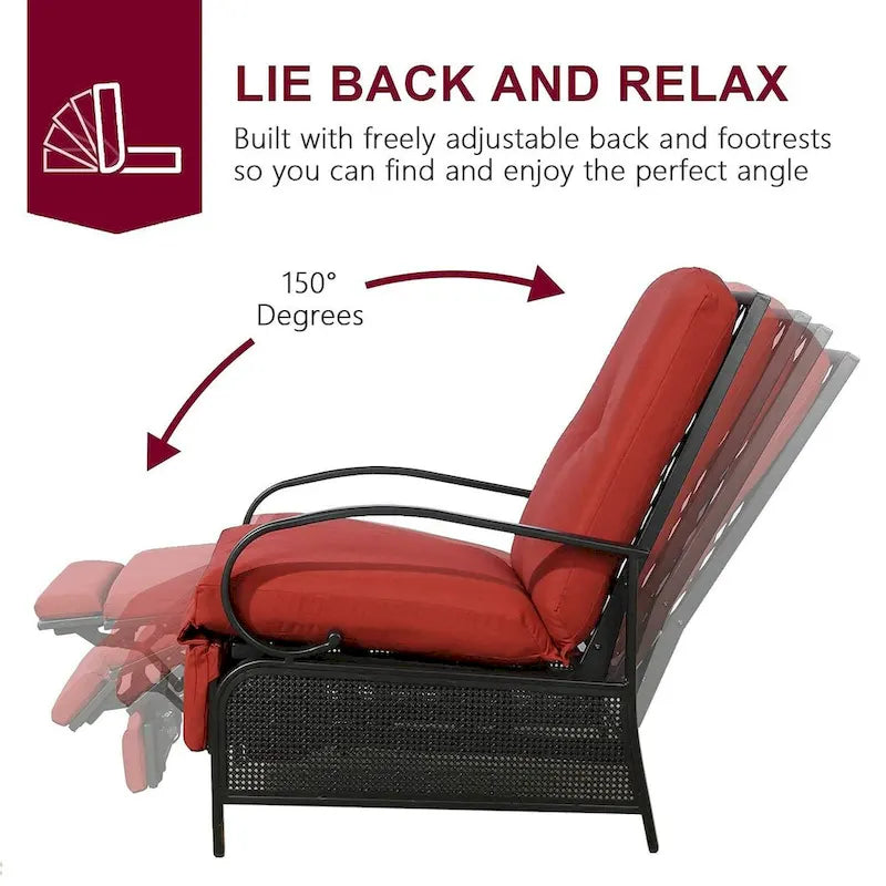 Fauteuil inclinable de salon réglable avec coussin – 38 (P) x 26,5 (L) x 38,5 (H) pouces