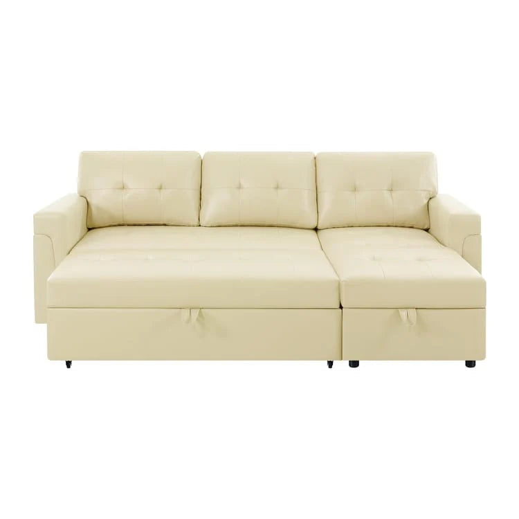 Canapé d'angle réversible convertible avec lit gigogne, méridienne de rangement et pieds durables