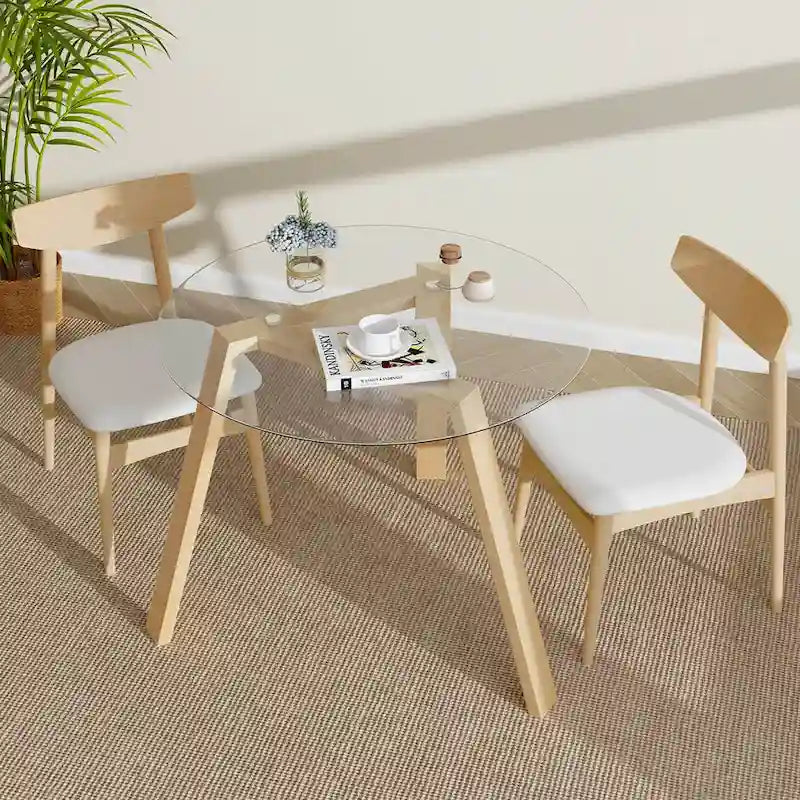 Table de salle à manger ronde en verre Costway 36" pour 4 personnes avec plateau en verre trempé - Voir détails