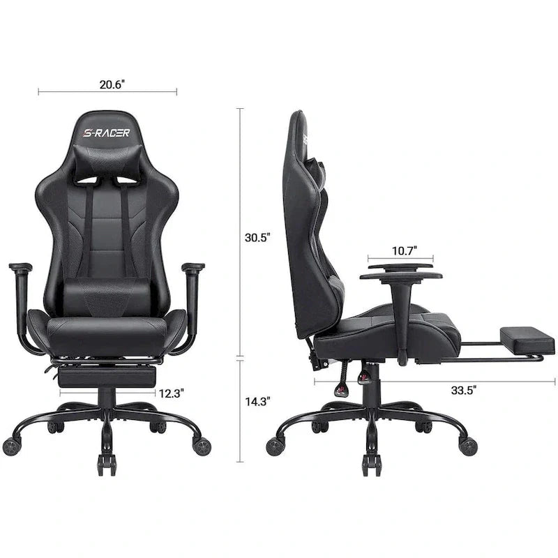 Chaise de jeu avec repose-pieds - Chaise de bureau ergonomique