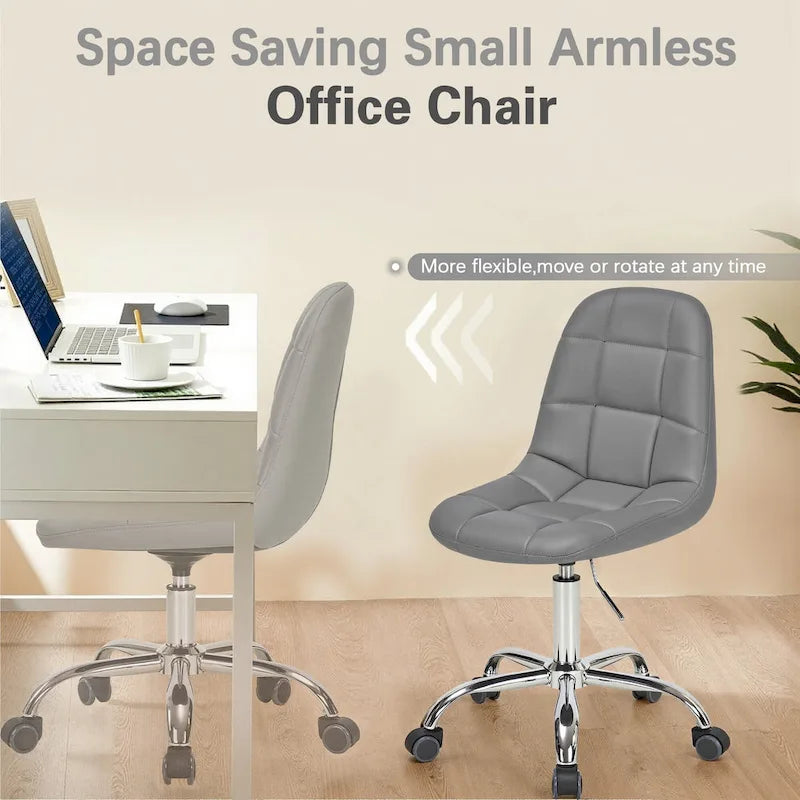 Chaise de bureau à domicile sans accoudoirs Javlergo, chaise de bureau d'ordinateur réglable en hauteur avec roulettes