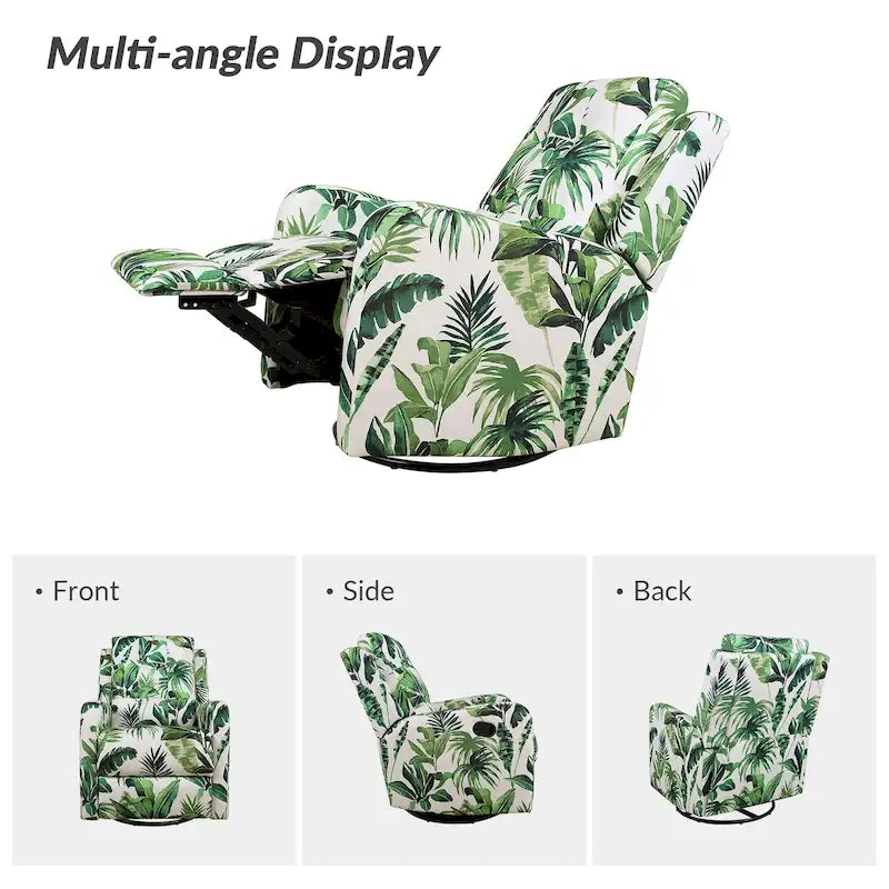Fauteuil inclinable pivotant manuel Arlette Contemporary Floral avec dossier capitonné