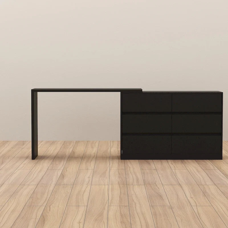 Commode pivotante 32,7H et bureau coiffeuse 6 tiroirs Blanc/Noir