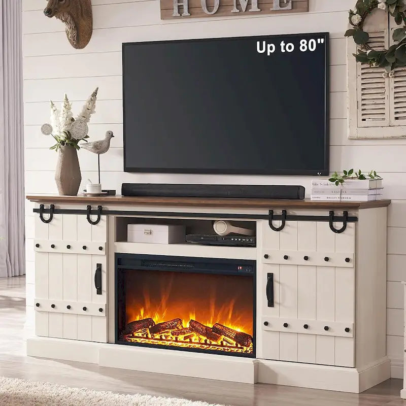 Meuble TV Cheminée de Ferme, Meuble Multimédia, Console Multimédia