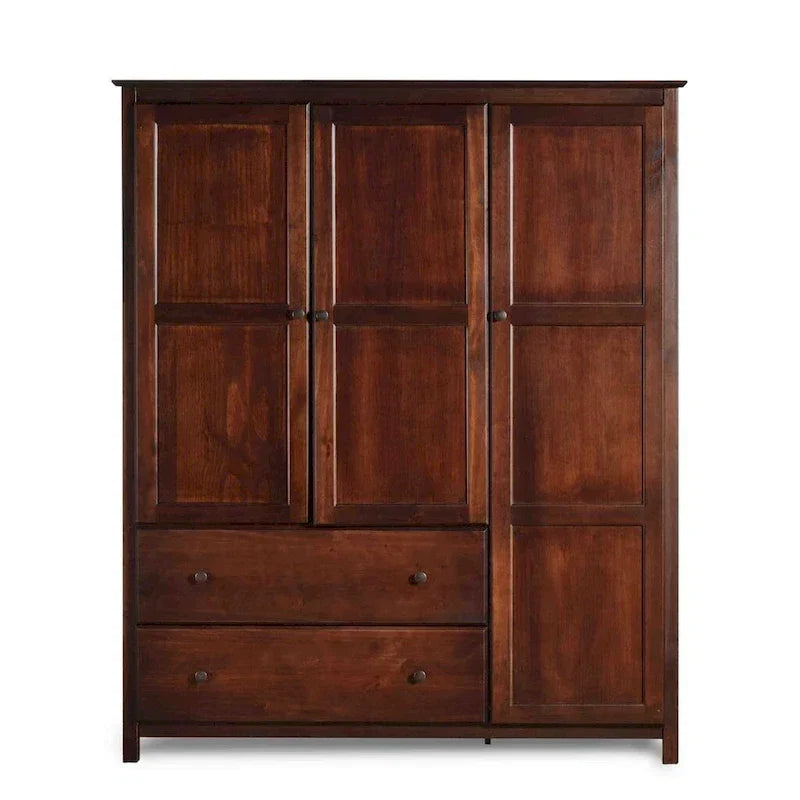 Grain Wood Furniture Armoire Shaker en bois à 3 portes - 60x72x22