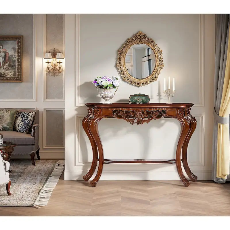 Console double plateau sculptée classique pour entrée salon