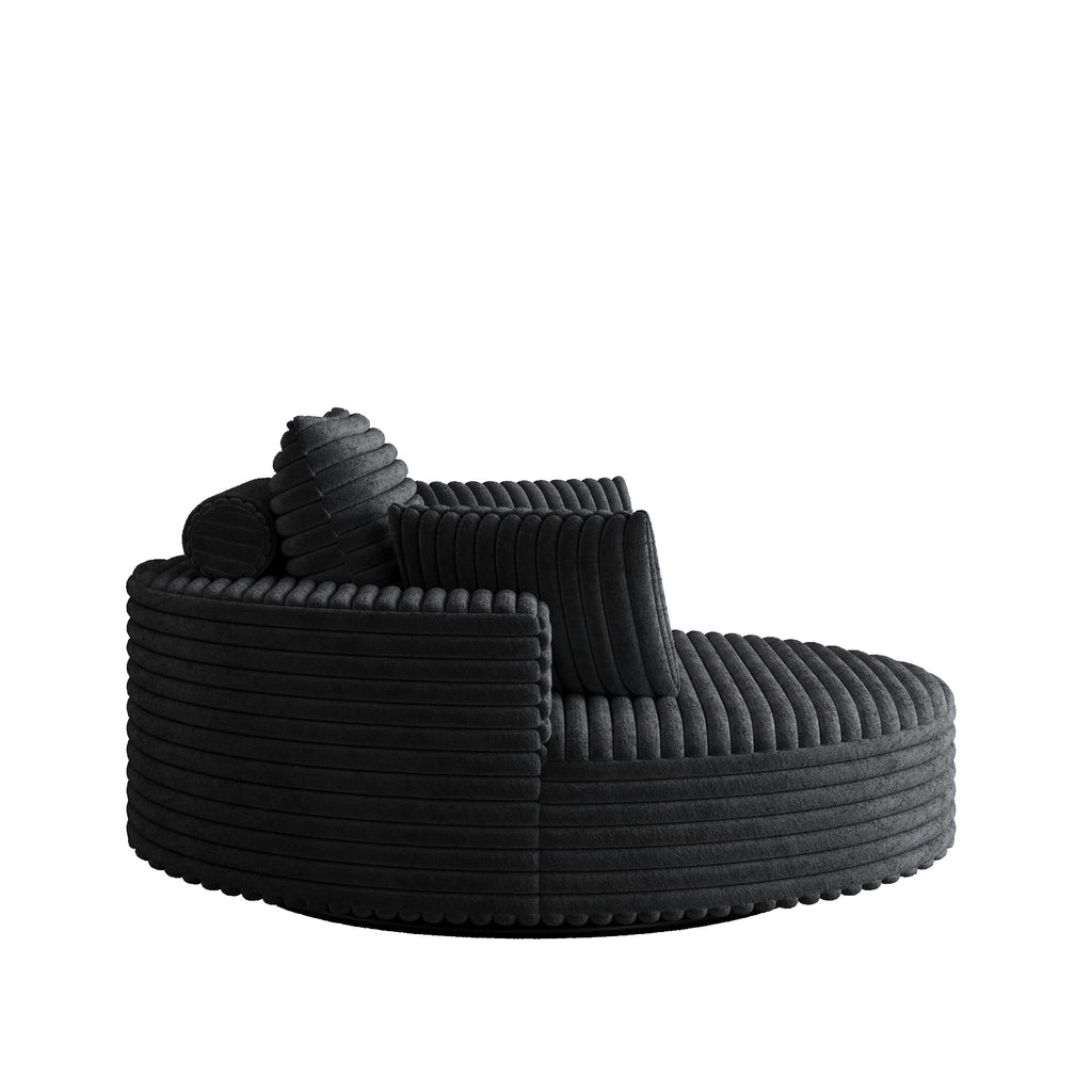 Fauteuil pivotant simple en velours côtelé et chenille avec rembourrage en mousse